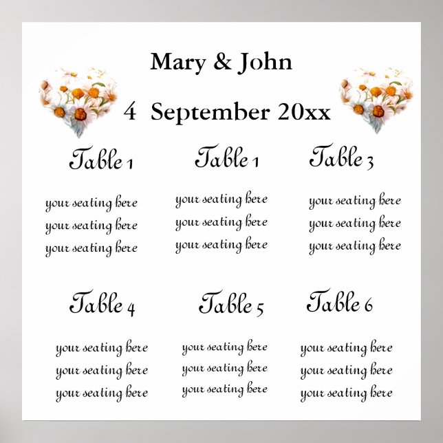 Blumenzettel "Daisy Herz" Poster (Vorne)