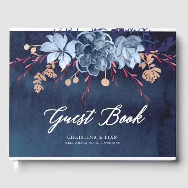 Blumenzettel für Hochzeitsgäste Gästebuch (Vorderseite)