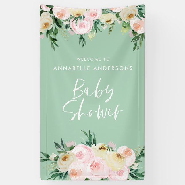 Blumenzettel für Kinder mit Duschwasserfarbe Banner (Vertikal)