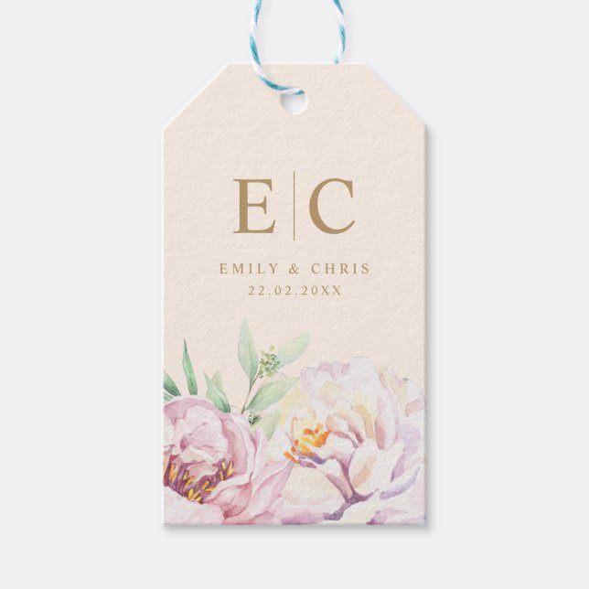 Blumenzettel für Minimalistische Monogramme Geschenkanhänger (Vorderseite)