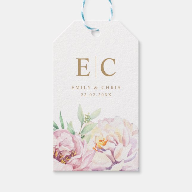 Blumenzettel für Minimalistische Monogramme Geschenkanhänger (Vorderseite)