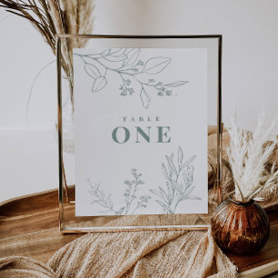 Blumenzettel Grüne Tischnummern Poster