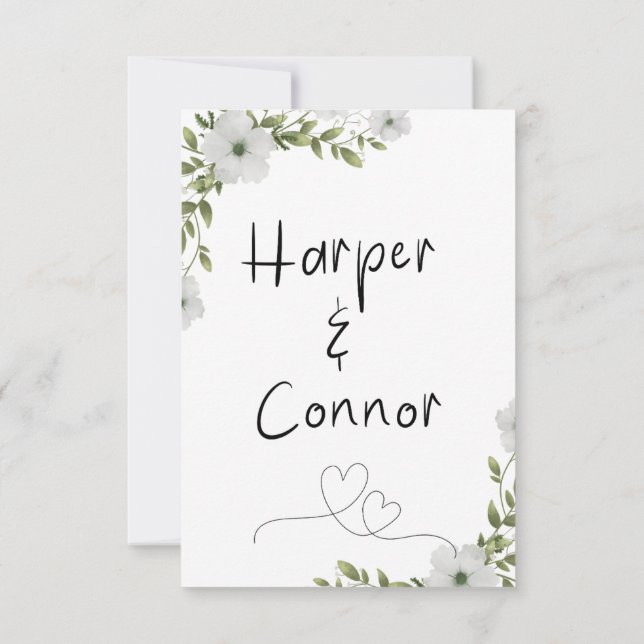 Blumenzettel, Hochzeitsfeier, Botanische Hochzeit Einladung (Rückseite)