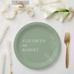 Blumenzettel Hochzeitsskript Elegant Einfach Pappteller