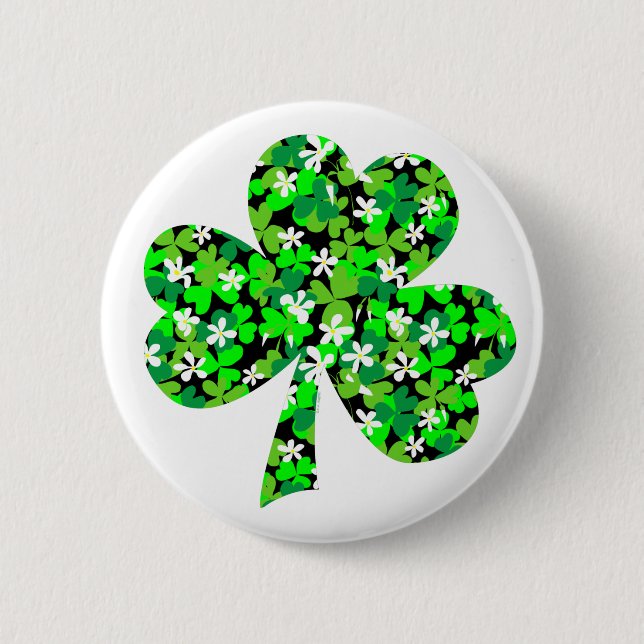 Blumenzettel St Patrick's Day Button (Vorderseite)