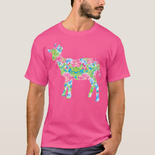 Blumenziege Farbige Blume I Liebe Ziegen T-Shirt