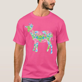 Blumenziege Farbige Blume I Liebe Ziegen T-Shirt