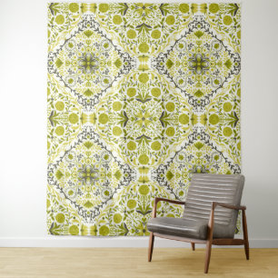 Blumenziegel in grün wandteppich
