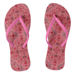 Blumenziegel in Rot und Wassermelone in Rosa Flip Flops