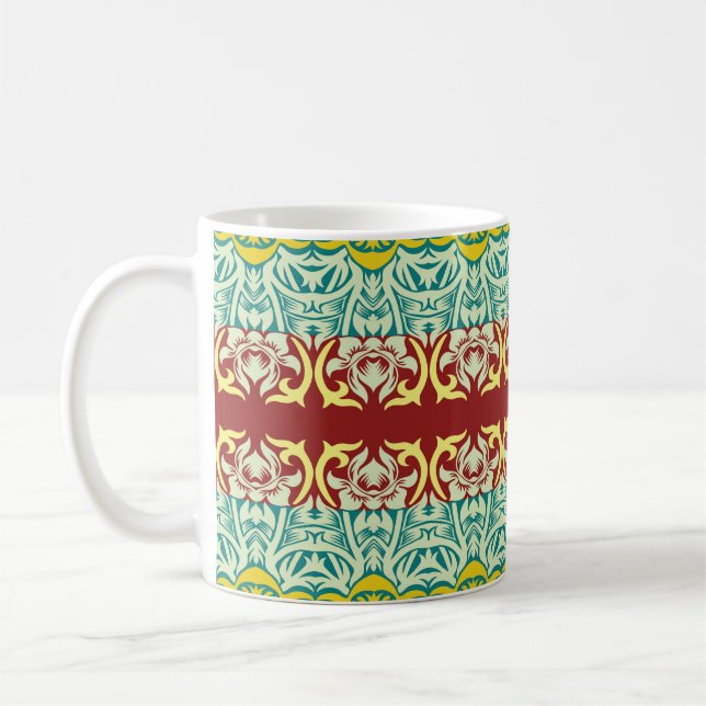 Blumenzierkunst: Nahtloses Vintages Design Kaffeetasse (Links)
