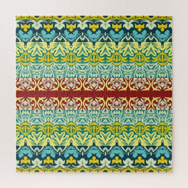 Blumenzierkunst: Nahtloses Vintages Design Puzzle (Vertikal)