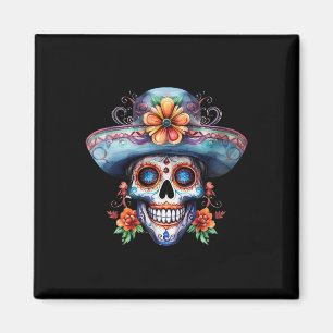 Blumenzucker-Schädeltag der Toten Dia de Muertos Magnet