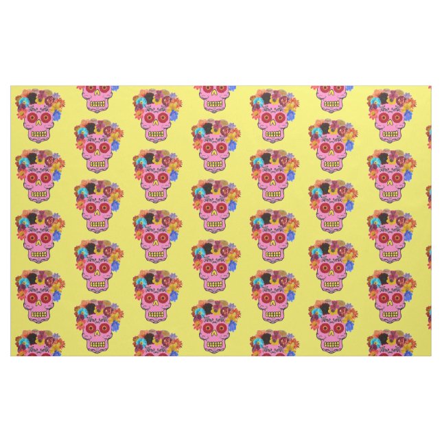 Blumenzuckerschädel Stoff (Fat Quarter (45,7 x 55,9 cm))