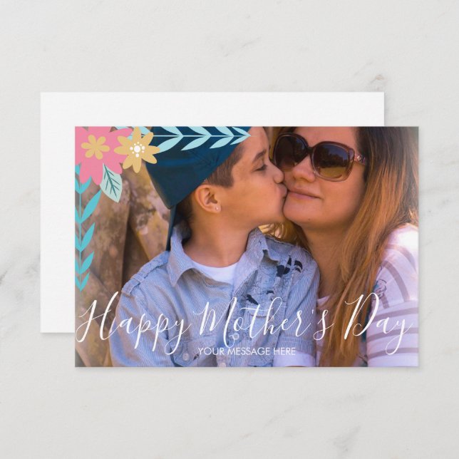 Blumenzweige Greenery Happy Mother Day Card Karte (Vorne/Hinten)