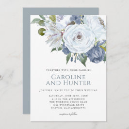 Blumenzwiebelblauer und weißer Wasserfarben Einladung
