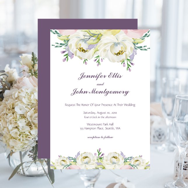Blumenzwiebelblumen Einladung (Fresh Flowers, Soft Purple Wedding Invitation)