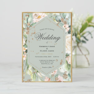 Blumenzwiebelblumen mit grünen Goldrahmen Einladung