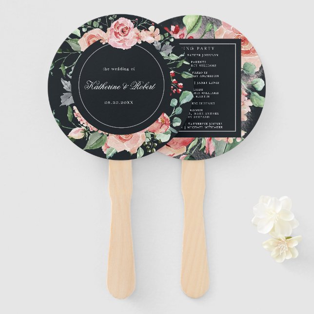 Blumenzwiebelblut-Hochzeitsprogramm Hand Fan Fächer