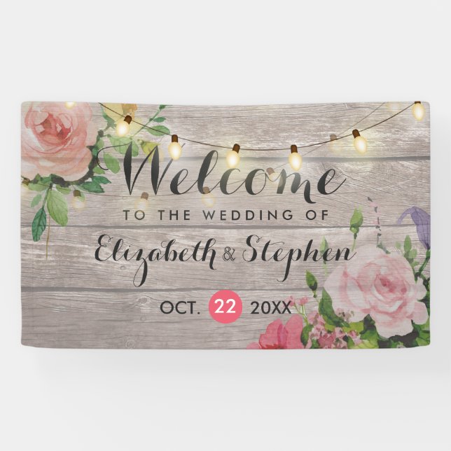 Blumenzwiebelleuchten Hochzeitswillingsbanner Banner (Horizontal)