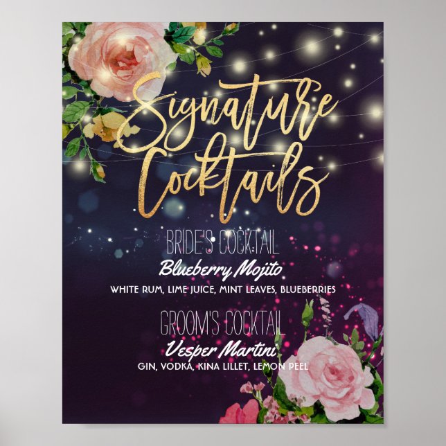 Blumenzwiebelleuchten mit Signature Drink Menu Poster (Vorne)