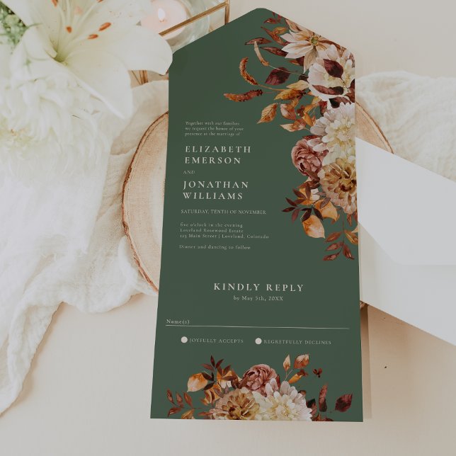 Blumenzwiebeln auf einer Einladung (Rustic Sage Green Floral Wedding All In One Invitation by Painted Paperie
)