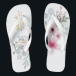 Blumenzwiebeln Flipflops BRIDE Boho<br><div class="desc">Fügen Sie die Rolle der Brautparty-Mitglieder,  Paare verheirateten Namen und Hochzeitsdatum zu diesen eleganten Sommerstrandhochzeiten Flipflops.</div>