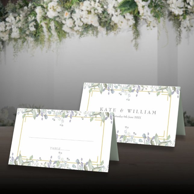 Blumenzwiebeln in Sage und Lilac Platzkarte (Sage and Lilac Watercolor Floral Wedding Place Card)