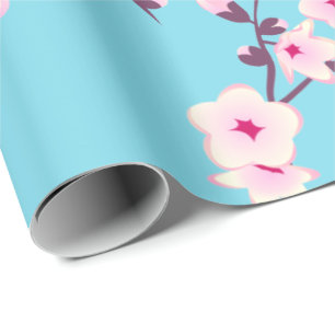 Blumenzwiebeln Muster Pink Sky Blau Geschenkpapier