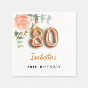 Blumenzwiebeln-Rose, 80. Geburtstag, Eukalyptus-Mo Serviette