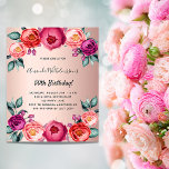 Blumenzwiebeln Rose Gold Rosa Einladung<br><div class="desc">Eine elegante Einladung für eine 50. Geburtstagsfeier (oder jedes Alter). Mit zeitgenössischem Rosa,  lila und in Rose goldfarbenen Blume,  Blumen als Dekoration. Eine schicke Rose goldener Farbverlauf Hintergrund. Der Name wird mit einem schwarzen handgeschriebenen Stilskript geschrieben.</div>