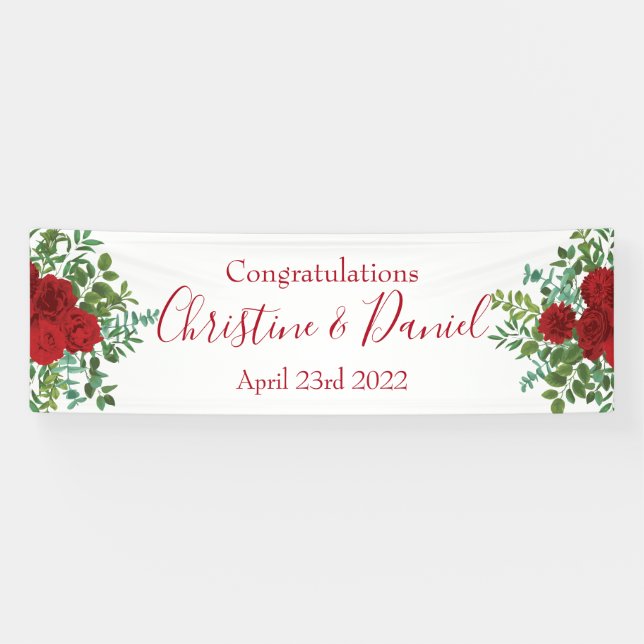 Blumenzwiebeln und Hochzeitsfeiern mit Blumen und  Banner (Horizontal)