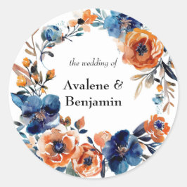 Blumenzwiebeln und Orangefarbene Hochzeiten Runder Aufkleber