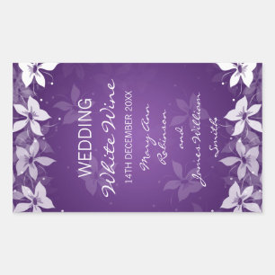 Blumenzwiebelweinetikett Exotische Blüten Lila Rechteckiger Aufkleber