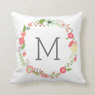 Blumewreath-Monogramm Kissen