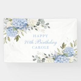 Blumig elegante blaue Hortensien 70. Geburtstagsfe Banner
