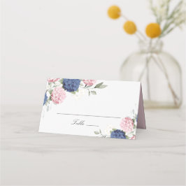Blumig elegante blaue rosa Hortensien-Platzkarte Platzkarte