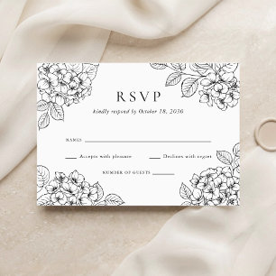 Blumig Elegante Hortensien-Hochzeits-RSVP Einladung