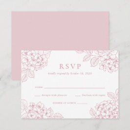 Blumig elegante rosa Hortensien-Hochzeits-RSVP Einladung