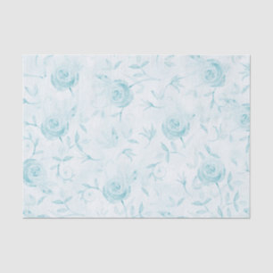 Blumig Elegante Rose Aqua Blau Muster Seidenpapier