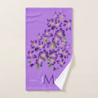 Blumig Elegante Veilchen Lila Monogramm Handtuch