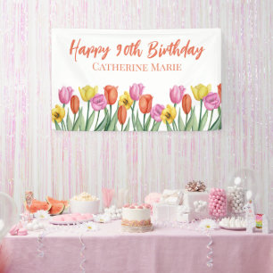 Blumig Happy 90. Geburtstag  Banner