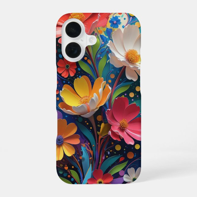 Blumig iPhone 16 Hülle (Rückseite)