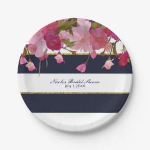 Blumig mit falschem Goldglitter Moderne Hochzeitss Pappteller