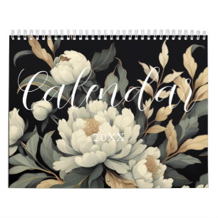 Blumig rustikal vintage elegant schwarz kalender