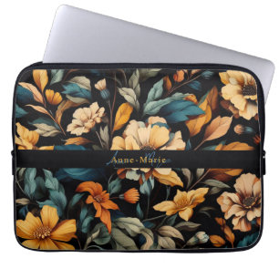 Blumig rustikal vintage elegant schwarz laptopschutzhülle