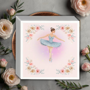 Blumig tanzende Ballerina Aquarell-Baby-Party Serviette