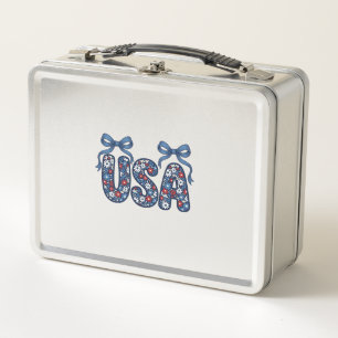 Blumig USA-Schleife Patriotisches Vektordesign_1 Metall Brotdose