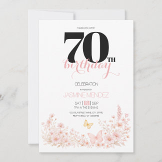 Blumig Weiblich Elegant 70 Geburtstag Einladung