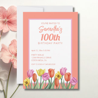 Blumige 100. Geburtstagsfeier Einladung