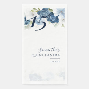 Blumige 15. Geburtstags-Quinceanera-Staubblau Serviette